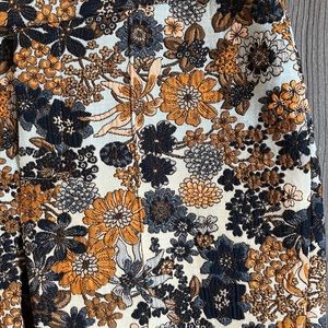 SMYTHE stovepipe pants in blue-mustard high quality floral fabrication